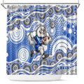 Canterbury-Bankstown Bulldogs Shower Curtain Aboriginal Dot Pattern - Rugby Mascot Heritage Pride