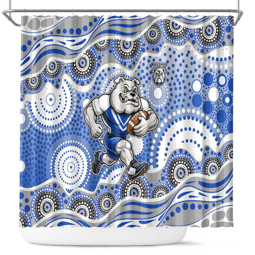 Canterbury-Bankstown Bulldogs Shower Curtain Aboriginal Dot Pattern - Rugby Mascot Heritage Pride