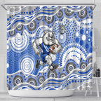 Canterbury-Bankstown Bulldogs Shower Curtain Aboriginal Dot Pattern - Rugby Mascot Heritage Pride