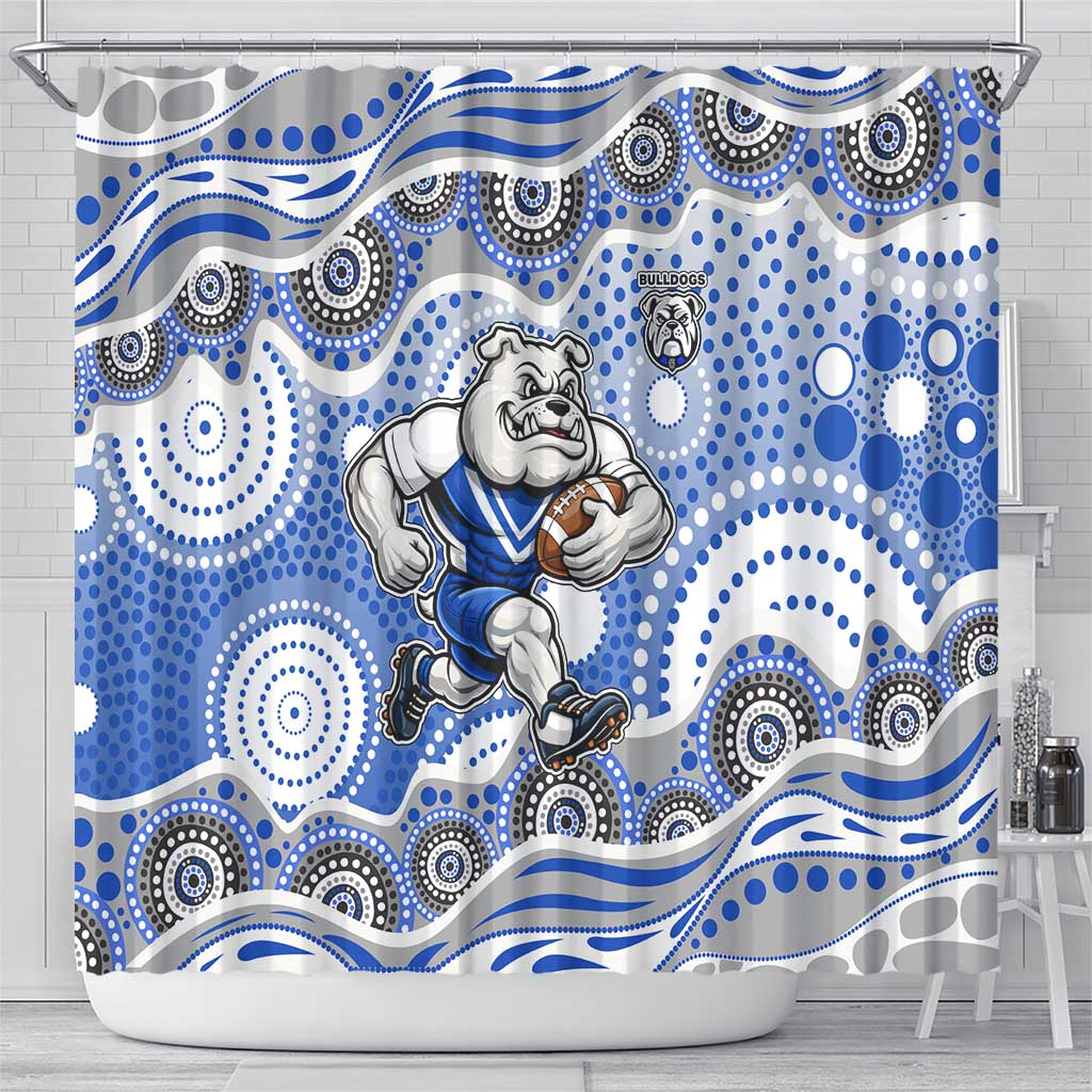 Canterbury-Bankstown Bulldogs Shower Curtain Aboriginal Dot Pattern - Rugby Mascot Heritage Pride