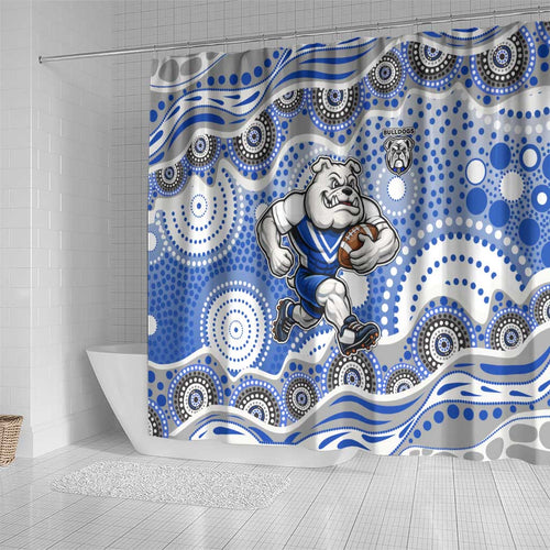 Canterbury-Bankstown Bulldogs Shower Curtain Aboriginal Dot Pattern - Rugby Mascot Heritage Pride