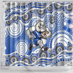 Canterbury-Bankstown Bulldogs Shower Curtain Aboriginal Dot Pattern - Rugby Mascot Heritage Pride