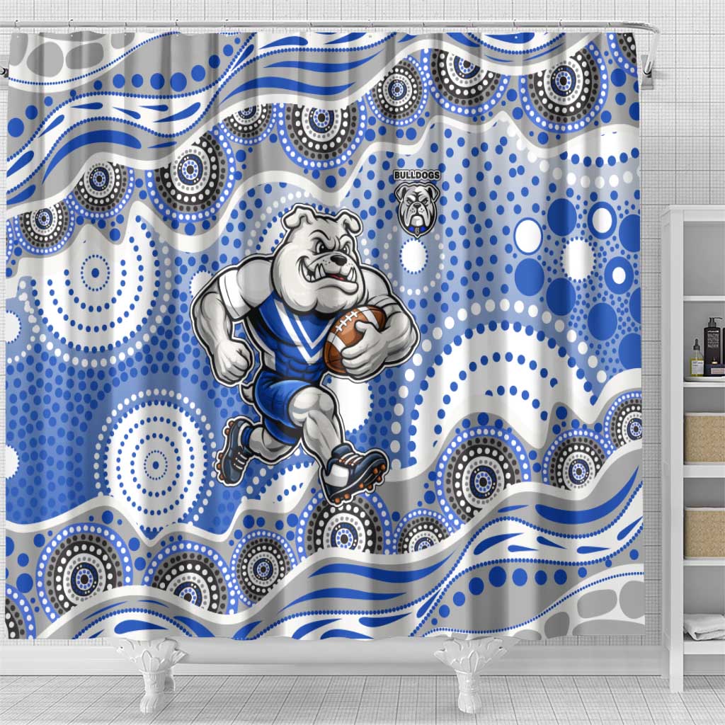Canterbury-Bankstown Bulldogs Shower Curtain Aboriginal Dot Pattern - Rugby Mascot Heritage Pride