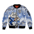 Canterbury-Bankstown Bulldogs Sleeve Zip Bomber Jacket Aboriginal Dot Pattern - Rugby Mascot Heritage Pride