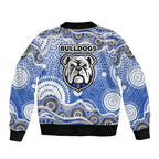 Canterbury-Bankstown Bulldogs Sleeve Zip Bomber Jacket Aboriginal Dot Pattern - Rugby Mascot Heritage Pride