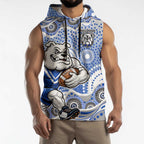 Canterbury-Bankstown Bulldogs Sleeveless Hoodie Aboriginal Dot Pattern - Rugby Mascot Heritage Pride