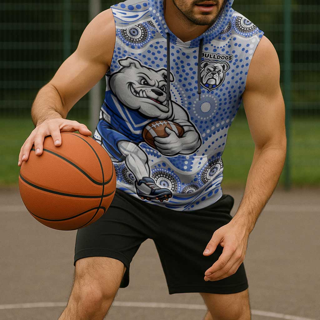 Canterbury-Bankstown Bulldogs Sleeveless Hoodie Aboriginal Dot Pattern - Rugby Mascot Heritage Pride