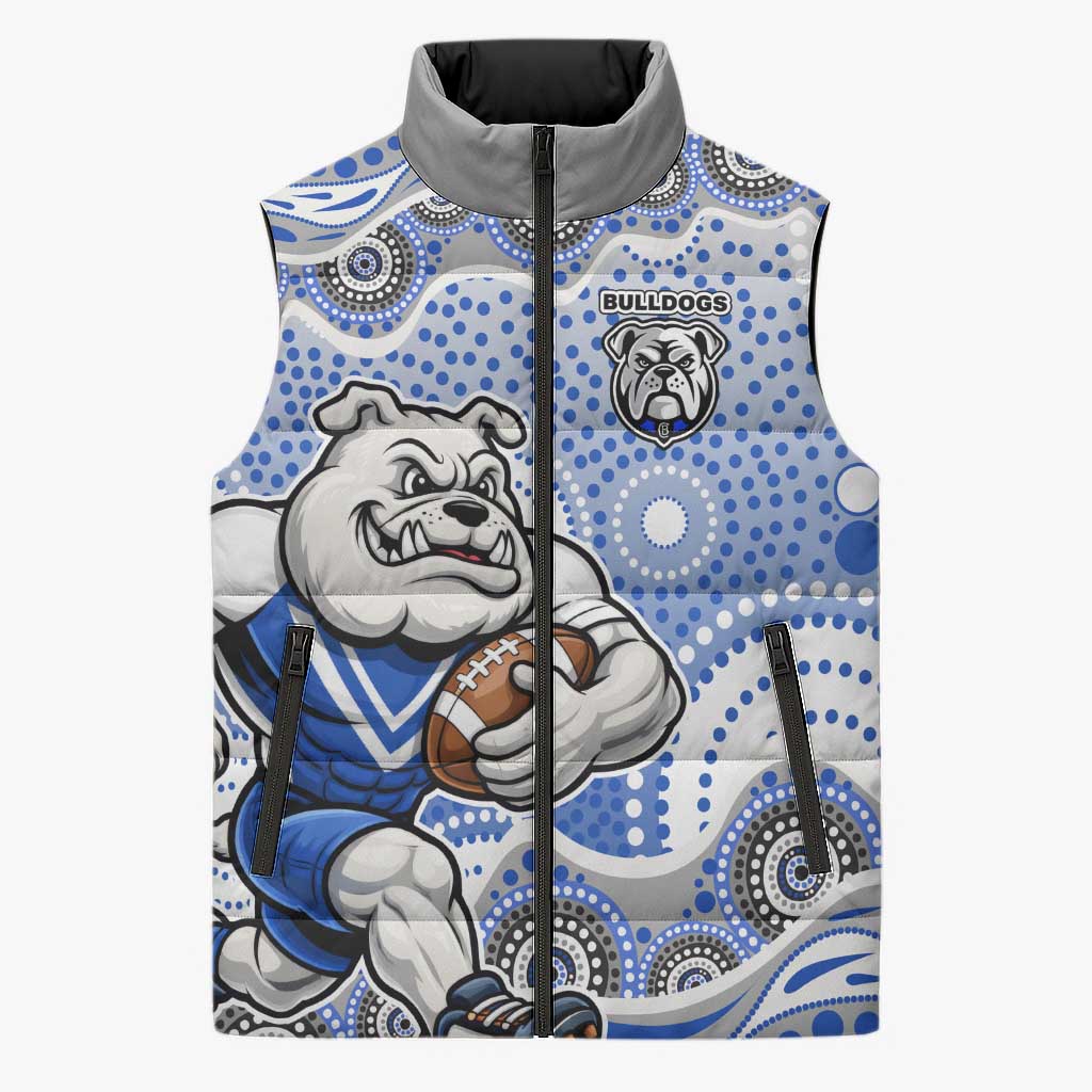 Canterbury-Bankstown Bulldogs Sleeveless Puffer Jacket Aboriginal Dot Pattern - Rugby Mascot Heritage Pride