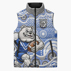 Canterbury-Bankstown Bulldogs Sleeveless Puffer Jacket Aboriginal Dot Pattern - Rugby Mascot Heritage Pride