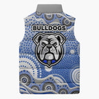 Canterbury-Bankstown Bulldogs Sleeveless Puffer Jacket Aboriginal Dot Pattern - Rugby Mascot Heritage Pride