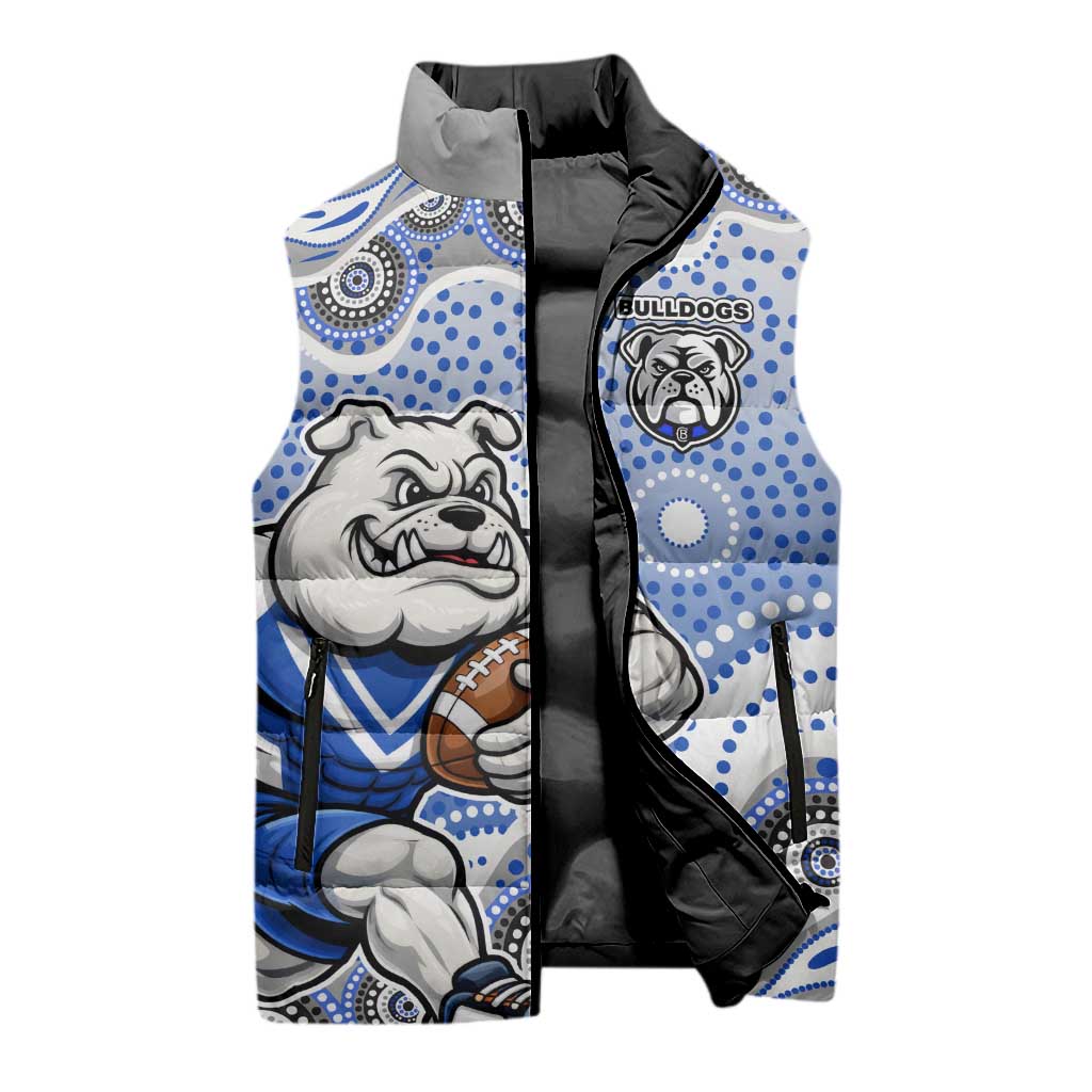 Canterbury-Bankstown Bulldogs Sleeveless Puffer Jacket Aboriginal Dot Pattern - Rugby Mascot Heritage Pride
