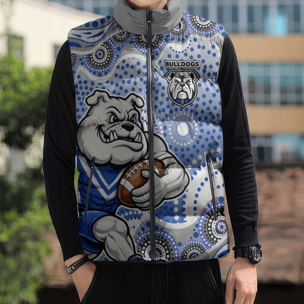 Canterbury-Bankstown Bulldogs Sleeveless Puffer Jacket Aboriginal Dot Pattern - Rugby Mascot Heritage Pride