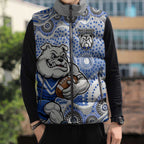 Canterbury-Bankstown Bulldogs Sleeveless Puffer Jacket Aboriginal Dot Pattern - Rugby Mascot Heritage Pride