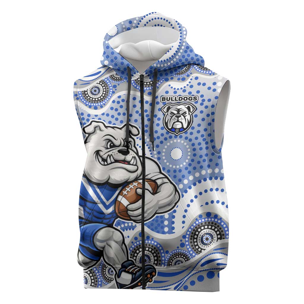 Canterbury-Bankstown Bulldogs Sleeveless Zip Hoodie Aboriginal Dot Pattern - Rugby Mascot Heritage Pride