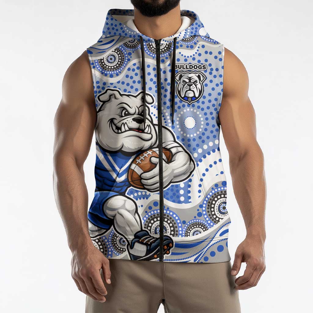 Canterbury-Bankstown Bulldogs Sleeveless Zip Hoodie Aboriginal Dot Pattern - Rugby Mascot Heritage Pride