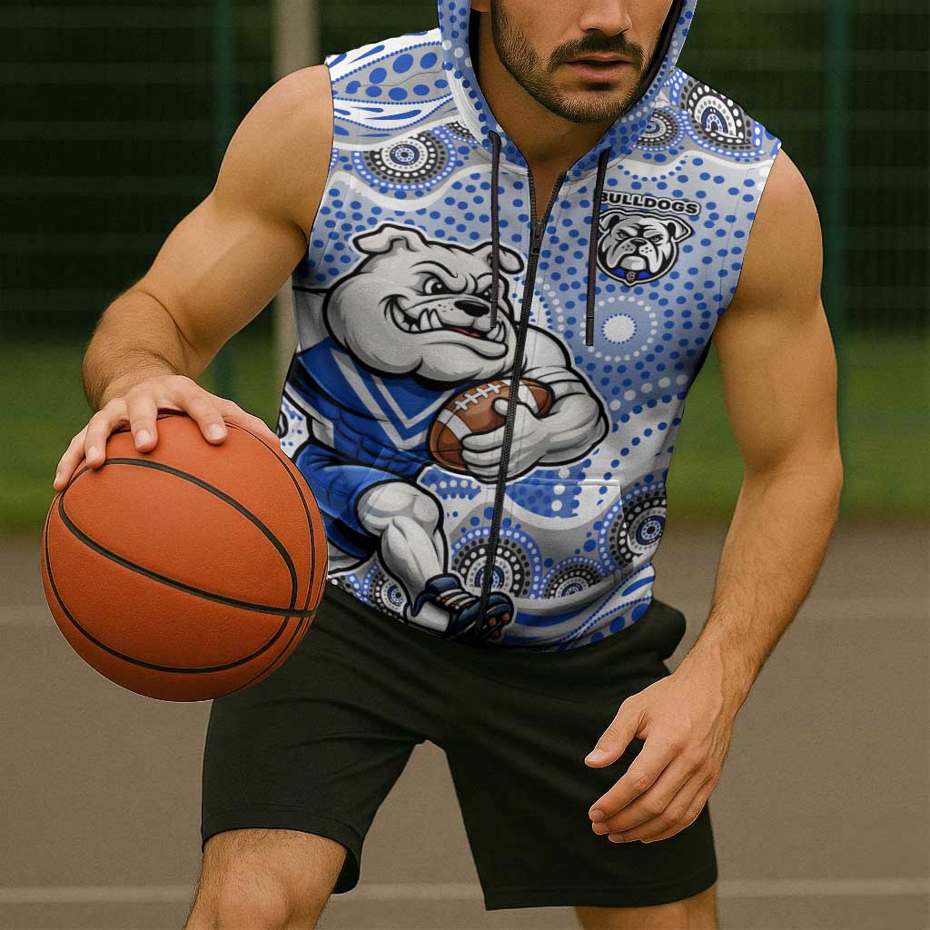 Canterbury-Bankstown Bulldogs Sleeveless Zip Hoodie Aboriginal Dot Pattern - Rugby Mascot Heritage Pride