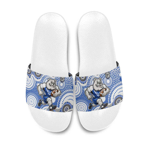Canterbury-Bankstown Bulldogs Slide Sandals Aboriginal Dot Pattern - Rugby Mascot Heritage Pride