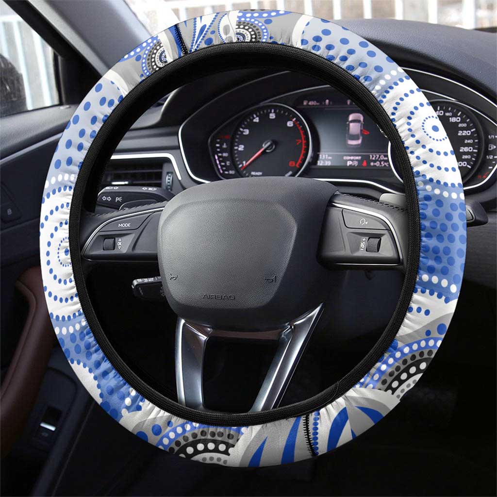 Canterbury-Bankstown Bulldogs Steering Wheel Cover Aboriginal Dot Pattern - Rugby Mascot Heritage Pride