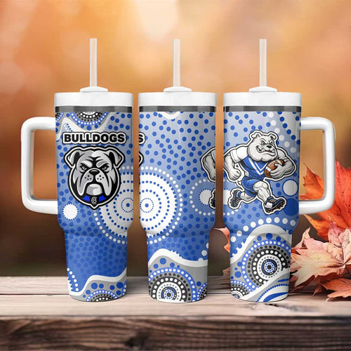 Canterbury-Bankstown Bulldogs Tumbler With Handle Aboriginal Dot Pattern - Rugby Mascot Heritage Pride