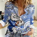 Canterbury-Bankstown Bulldogs Women Casual Shirt Aboriginal Dot Pattern - Rugby Mascot Heritage Pride
