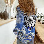 Canterbury-Bankstown Bulldogs Women Casual Shirt Aboriginal Dot Pattern - Rugby Mascot Heritage Pride
