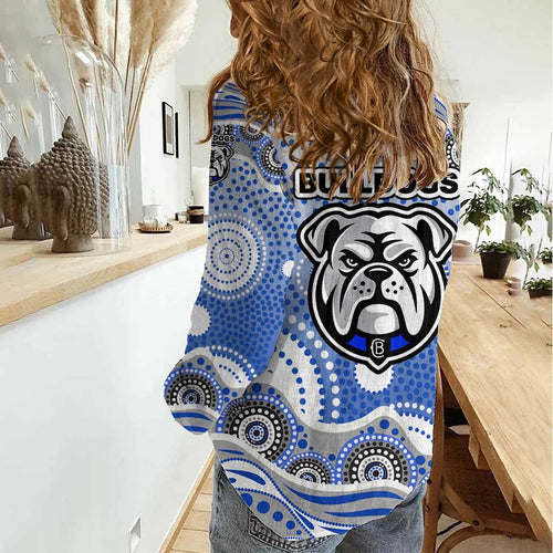 Canterbury-Bankstown Bulldogs Women Casual Shirt Aboriginal Dot Pattern - Rugby Mascot Heritage Pride