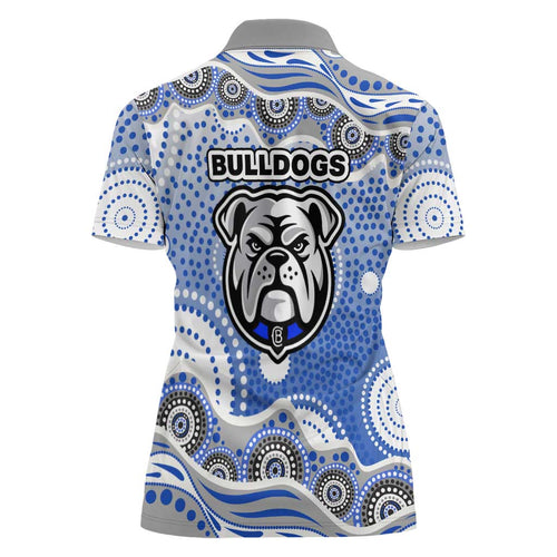 Canterbury-Bankstown Bulldogs Women Polo Shirt Aboriginal Dot Pattern - Rugby Mascot Heritage Pride