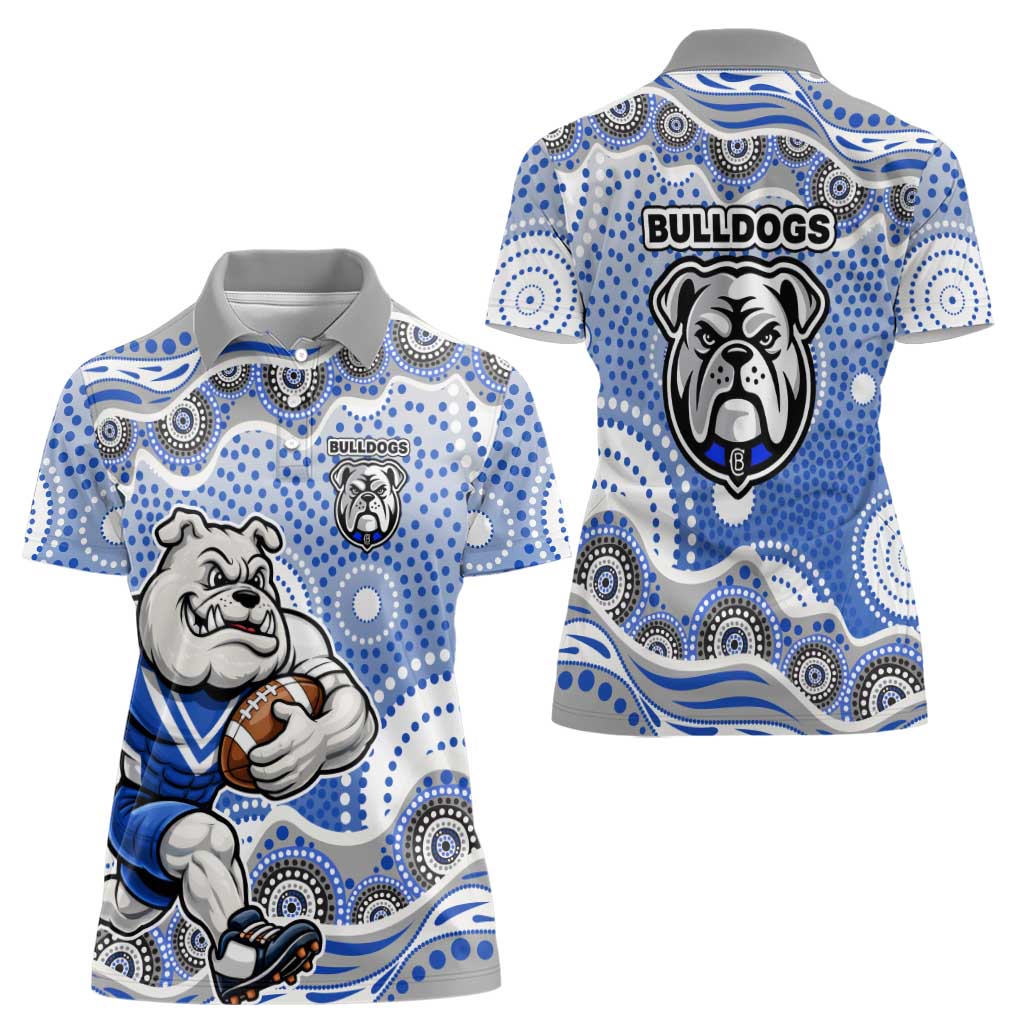 Canterbury-Bankstown Bulldogs Women Polo Shirt Aboriginal Dot Pattern - Rugby Mascot Heritage Pride