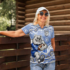 Canterbury-Bankstown Bulldogs Women Polo Shirt Aboriginal Dot Pattern - Rugby Mascot Heritage Pride