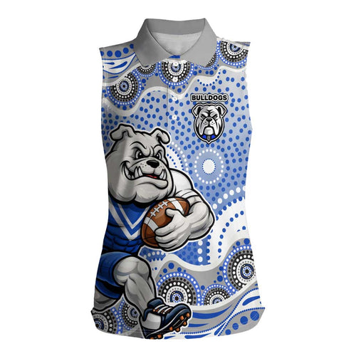 Canterbury-Bankstown Bulldogs Women Sleeveless Polo Shirt Aboriginal Dot Pattern - Rugby Mascot Heritage Pride