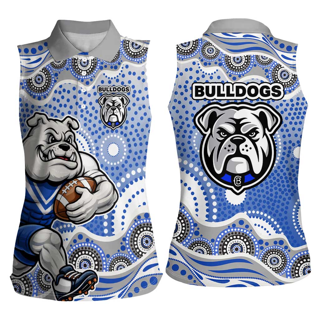 Canterbury-Bankstown Bulldogs Women Sleeveless Polo Shirt Aboriginal Dot Pattern - Rugby Mascot Heritage Pride