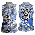 Canterbury-Bankstown Bulldogs Women Sleeveless Polo Shirt Aboriginal Dot Pattern - Rugby Mascot Heritage Pride