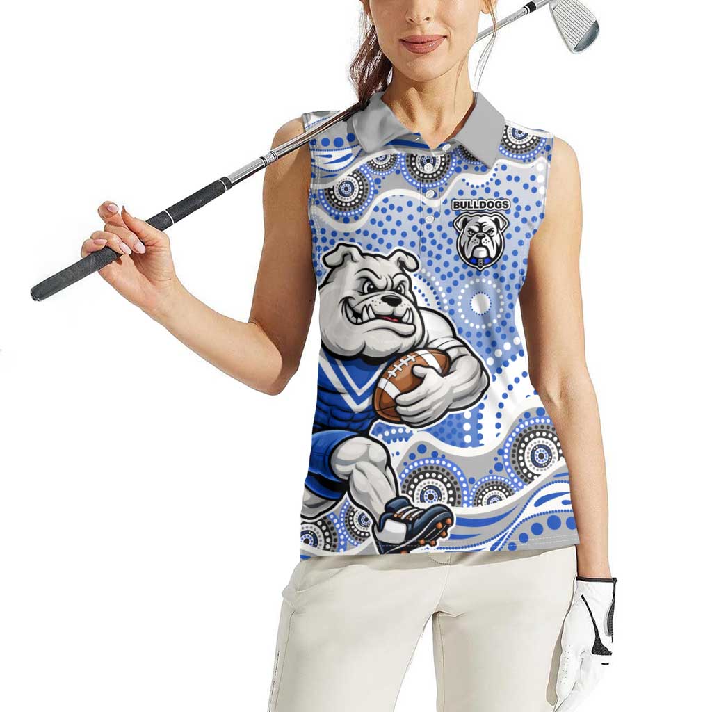 Canterbury-Bankstown Bulldogs Women Sleeveless Polo Shirt Aboriginal Dot Pattern - Rugby Mascot Heritage Pride