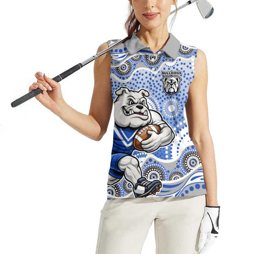 Canterbury-Bankstown Bulldogs Women Sleeveless Polo Shirt Aboriginal Dot Pattern - Rugby Mascot Heritage Pride
