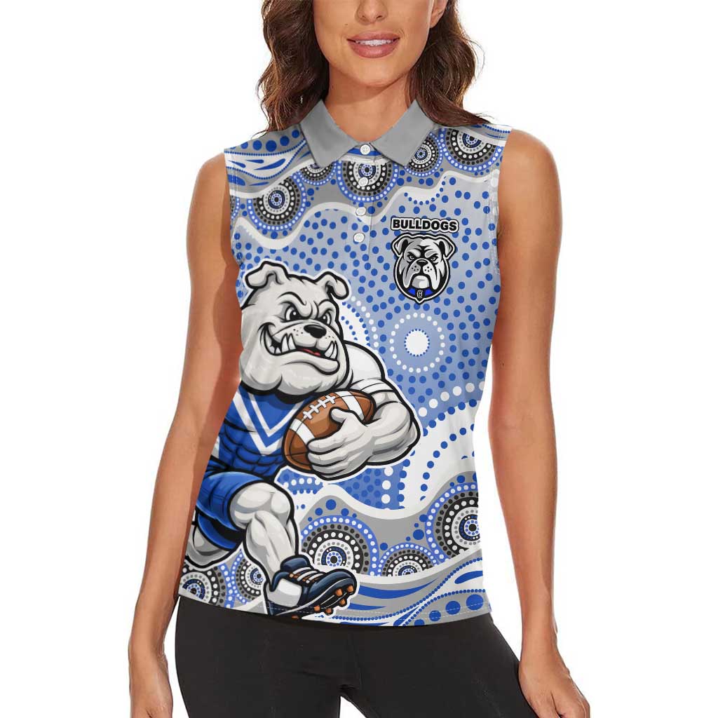 Canterbury-Bankstown Bulldogs Women Sleeveless Polo Shirt Aboriginal Dot Pattern - Rugby Mascot Heritage Pride