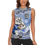 Canterbury-Bankstown Bulldogs Women Sleeveless Polo Shirt Aboriginal Dot Pattern - Rugby Mascot Heritage Pride