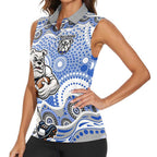 Canterbury-Bankstown Bulldogs Women Sleeveless Polo Shirt Aboriginal Dot Pattern - Rugby Mascot Heritage Pride