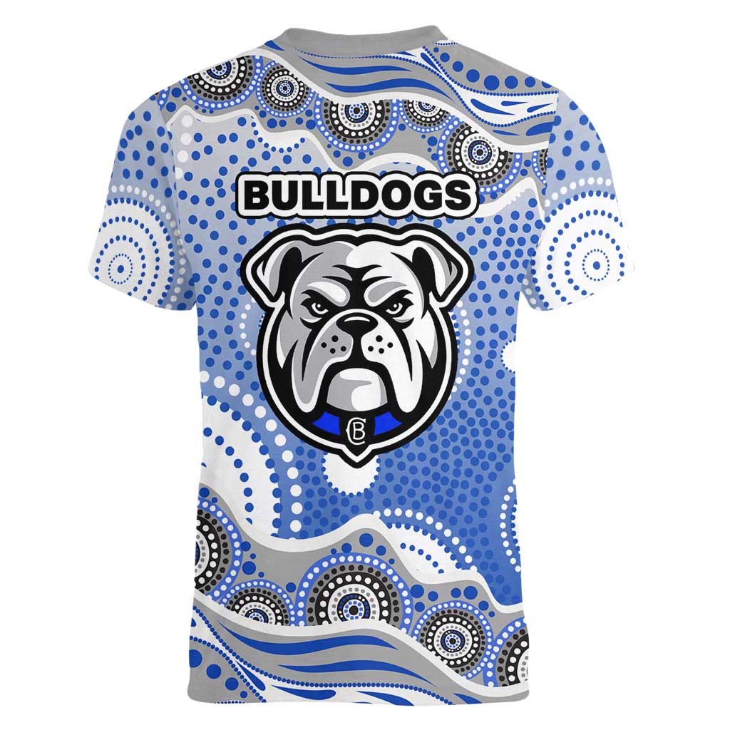 Canterbury-Bankstown Bulldogs Women V-Neck T-Shirt Aboriginal Dot Pattern - Rugby Mascot Heritage Pride