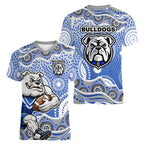 Canterbury-Bankstown Bulldogs Women V-Neck T-Shirt Aboriginal Dot Pattern - Rugby Mascot Heritage Pride