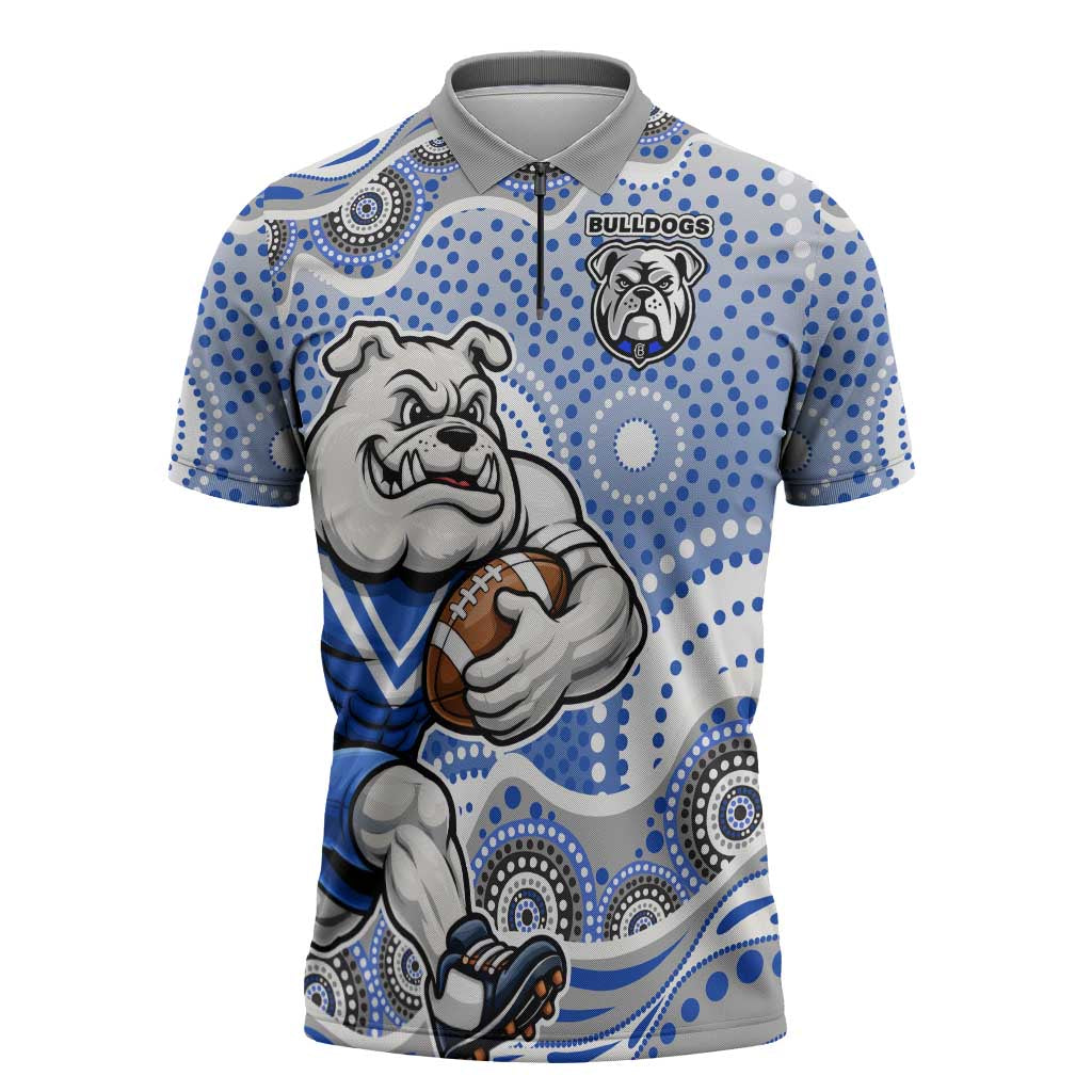 Canterbury-Bankstown Bulldogs Zipper Polo Shirt Aboriginal Dot Pattern - Rugby Mascot Heritage Pride