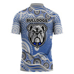Canterbury-Bankstown Bulldogs Zipper Polo Shirt Aboriginal Dot Pattern - Rugby Mascot Heritage Pride