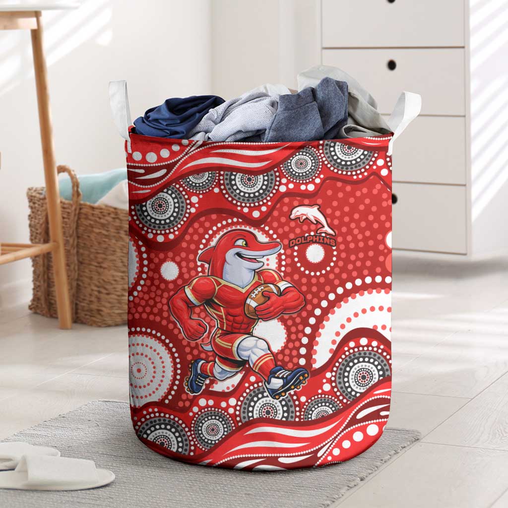 Dolphins Laundry Basket Aboriginal Dot Pattern - Rugby Mascot Heritage Pride