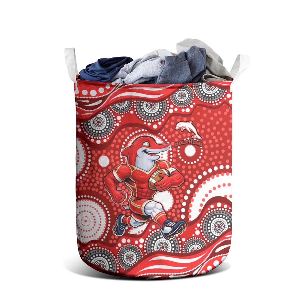 Dolphins Laundry Basket Aboriginal Dot Pattern - Rugby Mascot Heritage Pride