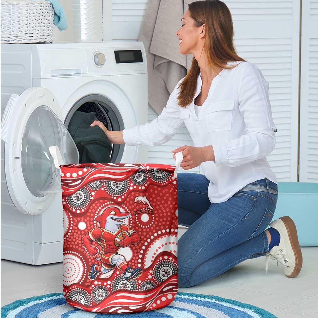 Dolphins Laundry Basket Aboriginal Dot Pattern - Rugby Mascot Heritage Pride