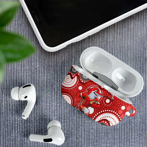 Dolphins AirPods Case Aboriginal Dot Pattern - Rugby Mascot Heritage Pride
