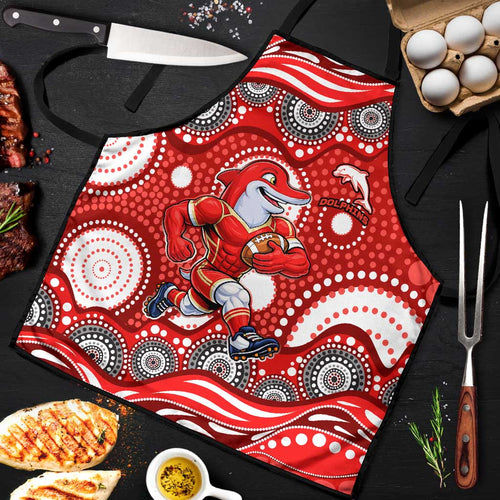Dolphins Apron Aboriginal Dot Pattern - Rugby Mascot Heritage Pride
