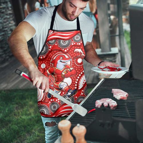 Dolphins Apron Aboriginal Dot Pattern - Rugby Mascot Heritage Pride