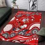 Dolphins Area Rug Aboriginal Dot Pattern - Rugby Mascot Heritage Pride