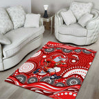 Dolphins Area Rug Aboriginal Dot Pattern - Rugby Mascot Heritage Pride