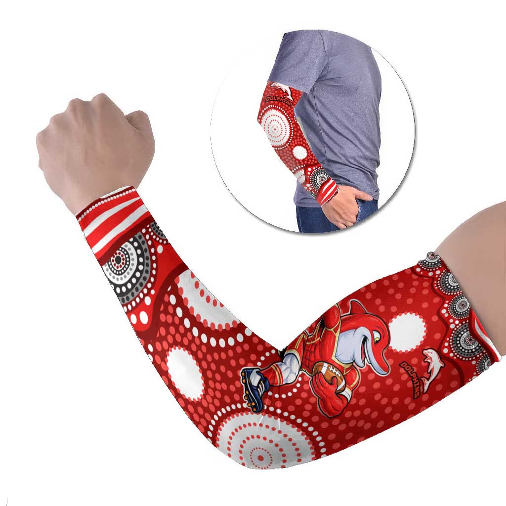 Dolphins Arm Sleeves Aboriginal Dot Pattern - Rugby Mascot Heritage Pride